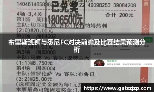 布里斯班狮与悉尼FC对决前瞻及比赛结果预测分析